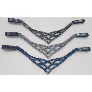 Banda de cuero para cejas con cristal en forma de V para caballos con productos Bling Premium Horse suministrados desde la India - Product Image 3