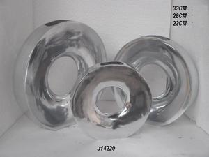 Florero de metal moderno para decoración del hogar, jarrones de flores de aluminio fundido con forma de disco niquelado, parte media - Product Image 6