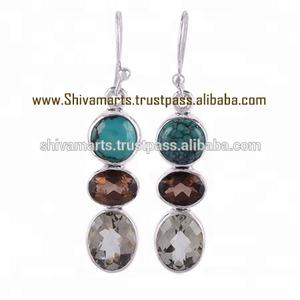 Design créatif Boucles d'oreilles en argent sterling 925 avec pierres précieuses turquoise pour femme Bijoux de mode - Product Image 2