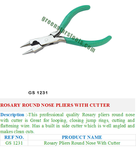GS 1231 Round Nose Pliers with Cutter Stainless Steel Jewelry <b>Tools</b> for Jewelers Including <b>Leather</b> Rosary - Product Image 2