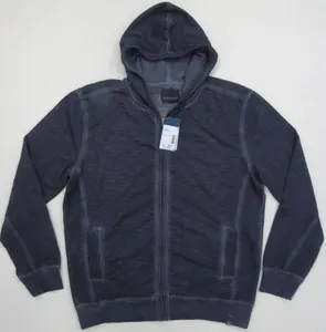Haute qualité 100% coton étiquettes de marque hommes à manches longues pull à capuche avant fermeture éclair mouche solide à capuche vêtement teint Bangladesh - Product Image 1