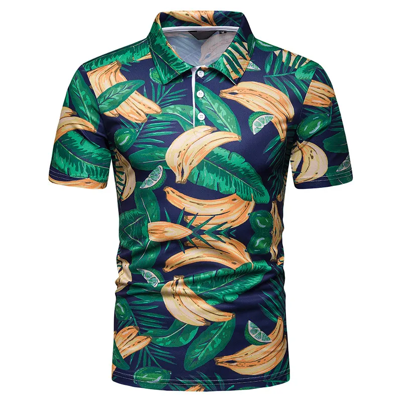 เสื้อโปโลแขนสั้นสำหรับผู้ชายเสื้อโปโลพิมพ์ลายกล้วยใหม่ฤดูร้อนออกแบบได้ตามต้องการ
