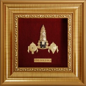 Arte in Foglia d'Oro 24k, Statua 3D del Dio Indiano Balaji per Souvenir - Product Image 1