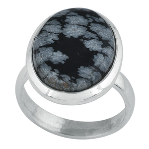 Copo de nieve ágata forma ovalada piedra preciosa 925 anillo de plata esterlina joyería elegante moda plateado para boda, regalo, fiesta. - Product Image 2