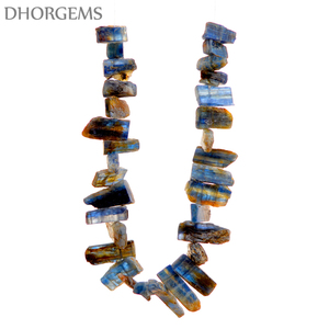 Perles brutes de cyanite bleue naturelle de haute qualité, 12-14 pouces, certifiées GIA, longs brins pour la fabrication de bijoux en gros - Product Image 6