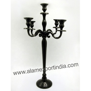 Latest Modern 5-Arm <b>Black</b> Powder Coated Aluminium <b>Candelabra</b> Customized Size Design Party Wedding Decoration Wholesale Available - Product Image 3