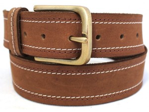 Basic Everyday Mens Leather <b>Belt</b> for <b>Work</b> or Casual Looks Strong Buckle and Comfortable Fit with Classic Leather Strap - Product Image 2
