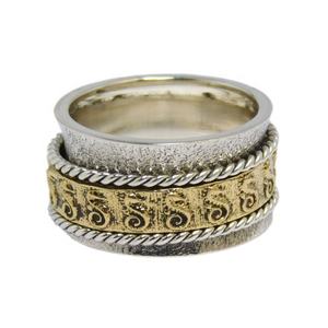 Bague spinner en argent sterling 925 bicolore faite à la main, bijoux de mariage et de fête en vermeil éternité pour hommes et femmes - Product Image 2