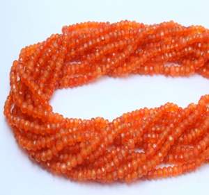 Natural Carnelian Gemstones 13-Inch Faceted Roundel Loose <b>Beads</b> <b>Red</b> Stone AAA+ High Quality for Jewelry Making Stranded 3mm - Product Image 2