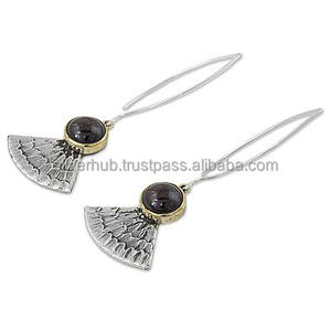 Belles boucles d'oreilles en argent sterling 925 forme ronde pierre de sang boucles d'oreilles faites à la main bijoux en vrac pour cadeau d'anniversaire ODM OEM - Product Image 2