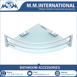 Hiện đại được thiết kế góc Frosted Glass phòng tắm kệ treo tường với đánh bóng kim loại chủ giá cả cạnh tranh tại Ấn Độ - Product Image 6