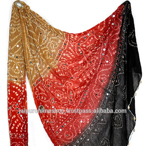 Dupatta de Algodón con Bordado de Espejo Rajasthani, Chal, Venta al por Mayor - Product Image 4