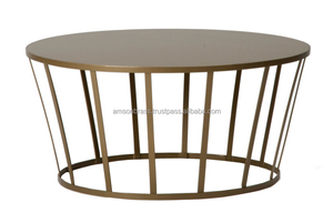 โต๊ะกาแฟทรงกลมหรูหราสีดำลายตอกแบบโบราณ - Product Image 2