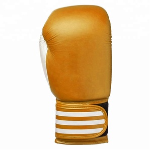 นวม MMA นวมต่อยมวย,ทำจากหนังสีทองมีลายสีขาวนวมต่อยมวยไทยซ้อมมวยทำมาใหม่ปี138 - Product Image 3