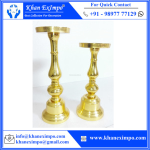 Bougeoir doré en métal et Aluminium, chandelier avec entonnoir en verre - Product Image 3