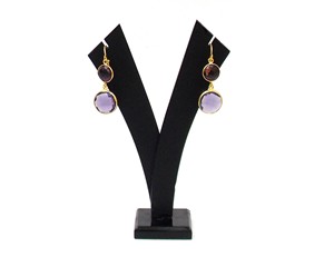 ต่างหูสไตล์โบฮีเมียนชุบทองและเงินควอตซ์อเมทิสต์และห่วงอัญมณีหลากสีธรรมชาติสำหรับเป็นของขวัญ - Product Image 6