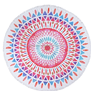 Custom Logo Printed Round <b>Beach</b> <b>Towel</b> Soft Floral Design Beautiful Color Indian Manufacturer - Product Image 1