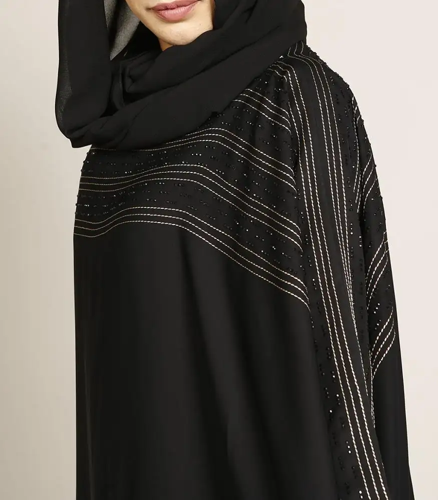 AJM 무역 집 화려한 나비 abaya 황금 스레드 작업 블랙 꾸밈 매우 아름다운 카프 탄 셔츠 burka