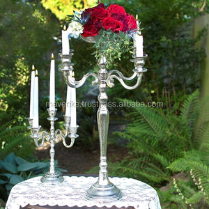 Wedding Decorative Metal <b>Candelabra</b> Silver Finished Floor <b>Candelabra</b> for Indoor & Outdoor Decoration Centerpieces - Product Image 2