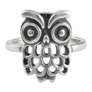 Anillo ajustable de dedo de acero de búho de plata de fundición Retro para hombres de Venta caliente para fiestas por fabricante - Product Image 1