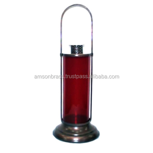 โลหะเชิงเทียนโคมไฟและขวดเทียนโคมไฟตกแต่งบ้านแก้วสีแดงยอดนิยมแขวนเชิงเทียน - Product Image 1