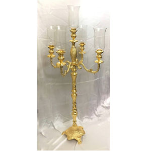 Glass Chimnet Gold Five Arms <b>Candelabra</b> - Product Image 1