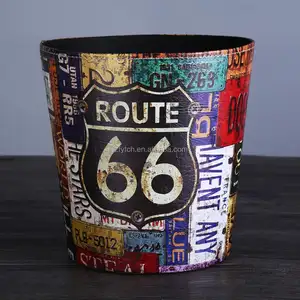 Custom Route 66 faux leather toy storage bin