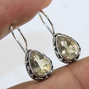 Pendientes Elegantes de Plata de Ley 925 con Citrino Natural, Hechos a Mano, Accesorios Finos para Mujer, Proveedor de Joyería para Bodas - Product Image 2