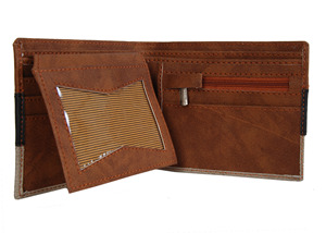 Cartera de cuero para hombre, billetera con bolsillo pequeño con cremallera - Product Image 5