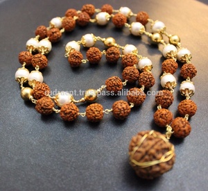 Collier perlés Rudraksha en argent Sterling 925, chaîne à maillons, plaqué or, cadeau pour femme - Product Image 2