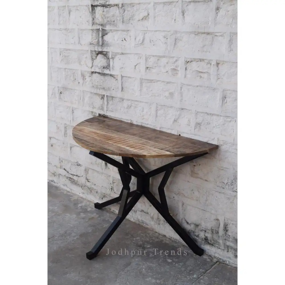 Industrial Vintage New Design Iron Base Mango Wood Support Wood Top Dining Table