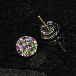 Pendientes sólida de plata 925, joyería de piedras preciosas de zafiro múltiple, pendientes redondos Diapside de cromo rubí de 10 MM - Product Image 4