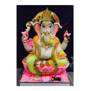 Mayorista Indio de Mármol Blanco de Primera Clase, Estatua de Alta Calidad del Dios Indio Ganesh Ji en Posición Sentada para Decoración del Hogar - Product Image 1