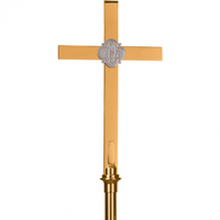 Croix de Procession Religieuse en Laiton Poli