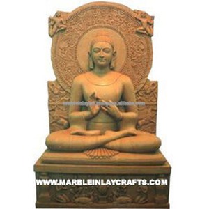 Statue de Bouddha en grès décoratif de style naturel pour la maison - Product Image 1