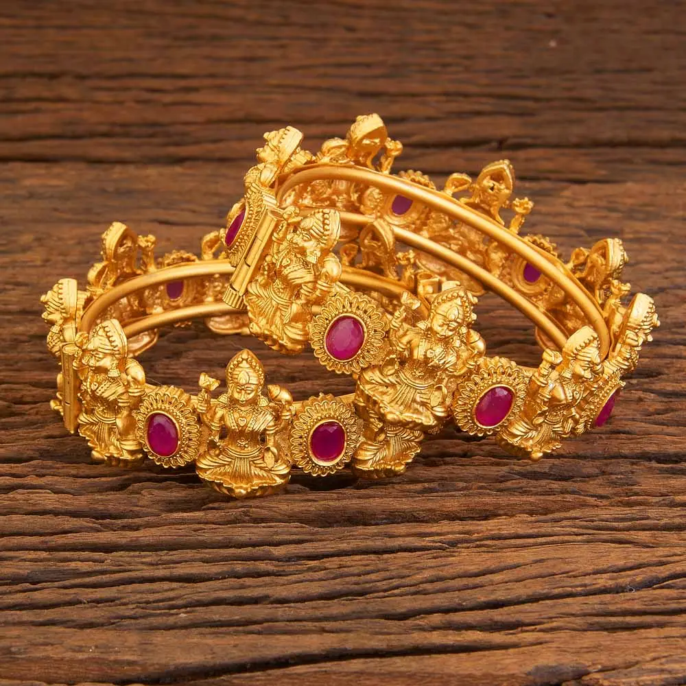 Gelang Candi Buatan Tangan dengan Lapisan Emas 18130 Ruby