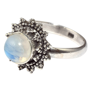 Anillo de plata de primera ley con piedra lunar para mujer, sortija, plata esterlina 925, piedra lunar, Arco Iris, color blanco, redondo, 925 - Product Image 3