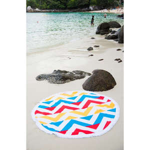 Serviette de plage ronde fabriquée en turquie, tissée et imprimée, Design personnalisé, serviette ronde imprimée avec glands, plage sans sable - Product Image 6