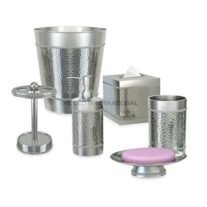 Hotel de acero inoxidable moderno Baño de 6 piezas de baño conjuntos de accesorios de baño de metal plateado 6 piezas de baño conjunto de plata - Product Image 1