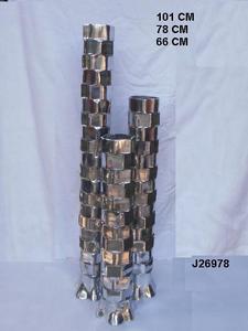 Florero de aluminio fundido para suelo, jarrón con pulido de espejo, zigzag, bloques centrales - Product Image 2