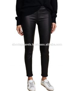 Pantalones de moda para mujer, longitud de cintura alta, brillante, piel de oveja, acampanados, cuero elástico - Product Image 3