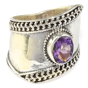 Bueno buscando forma Oval bisel amatista de Plata de Ley 925 anillos de plata 925 de plata 925 de plata en línea - Product Image 1
