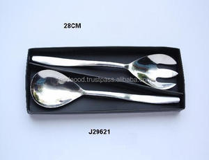 Nouvel arrivage Ensemble de salade en acier poli miroir Cuillère à salade et fourchette à salade en acier poli au prix de gros - Product Image 2