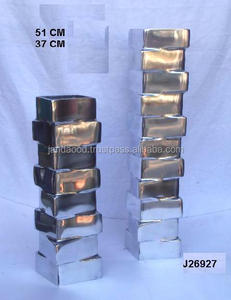 Jarrones de Flores de Aluminio Fundido Reciclado, Bloques Cuadrados con Pulido Espejo, Decoración del Hogar, Jarrón de Metal para Piso - Product Image 2