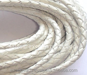 Tanga de cuero trenzado al por mayor en tamaños de 3mm, 4mm, 5mm, joyería artesanal, accesorio de kit DIY con cuentas de nailon de cristal de acero - Product Image 6