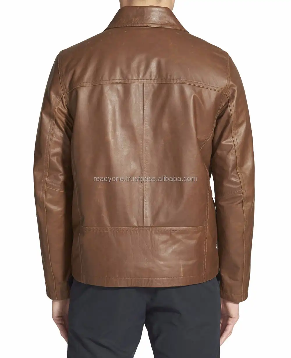 New Classic Style Men Leather Jacket Custom Side Zipper Leather Jacket Stylish Leather Jacket For Men
