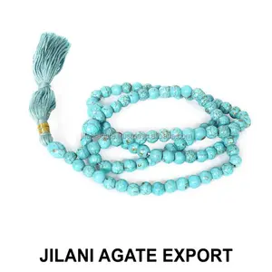 Натуральные бирюзовые синие молитвенные бусины Howlite Tasbih 100/Japa Mala/от Jilani