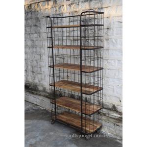 Industrial Modern Iron Mango Rough Wood Multi-Shelves <b>Bookshelf</b> Versatile Home <b>Office</b> Kitchen Bathroom Furniture/Display Rack - Product Image 1
