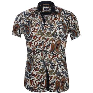Paisley Dress <b>Shirt</b> Casual <b>Shirts</b> 100% Cotton <b>Men</b> Paisley Pattern Long Sleeve Short Sleeve Length Solid Color Printed <b>COLLARLESS</b> - Product Image 2