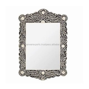 Cadre de miroir en incrustation d'os fait à la main en bois massif indien Meubles de salon faits à la main pour usage domestique - Product Image 1